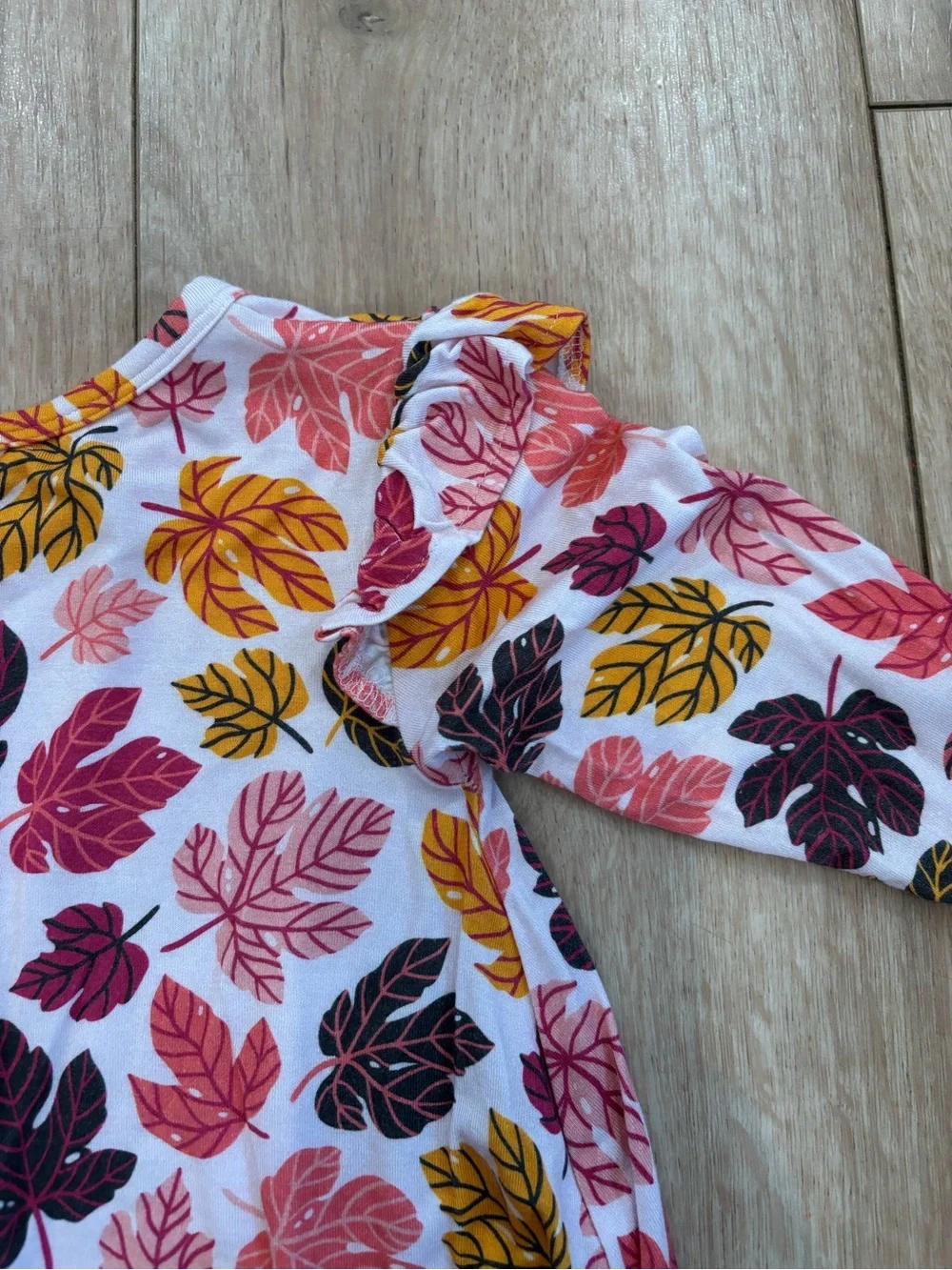 Posh Peanut Autumn Leaf Print Baby Pajama romper